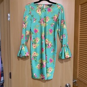 J. Crew Factory Floral Dress with Ruffle Sleeves